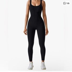 OQQ Full Length Ribbed Jumpsuit